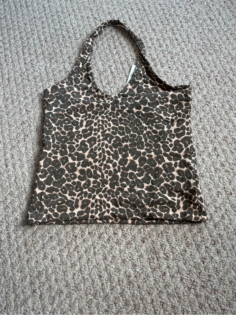 Cotton On Leopard Halter Crop Top in Black and Tan